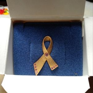 Breast Cancer Awareness pin with pink rhinestone